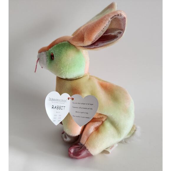 Ty Beanie Baby Zodiac Rabbit Plush 1998 – Tie-Dye Pastel, Heart Tag - Picture 3 of 5